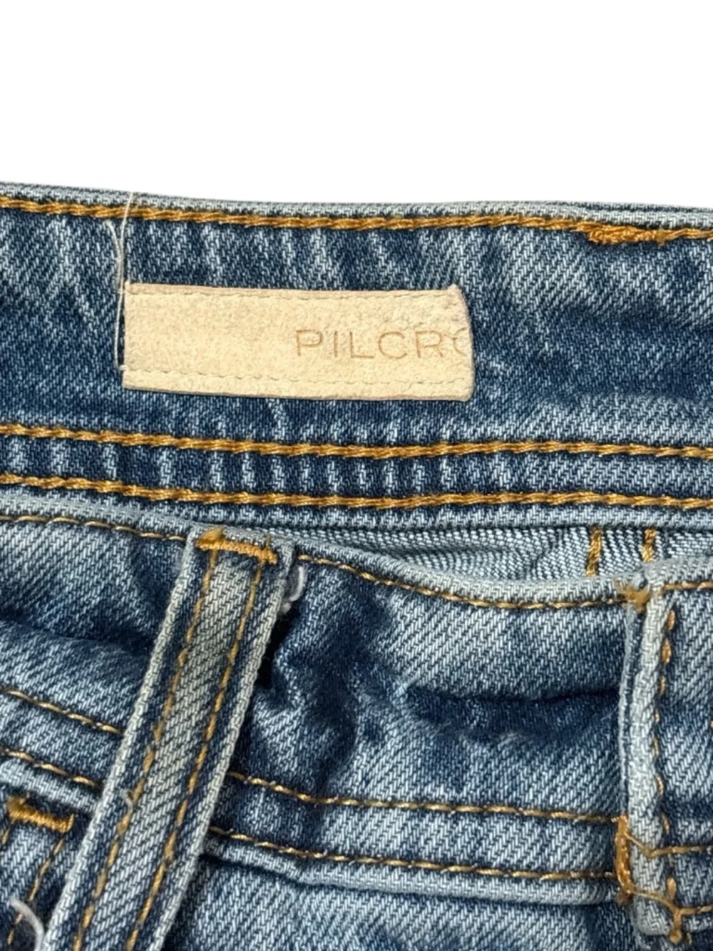 Pilcro Anthropologie Women’s Blue Patchwork Straight-Leg Boyfriend Jeans size 26 - Picture 7 of 14